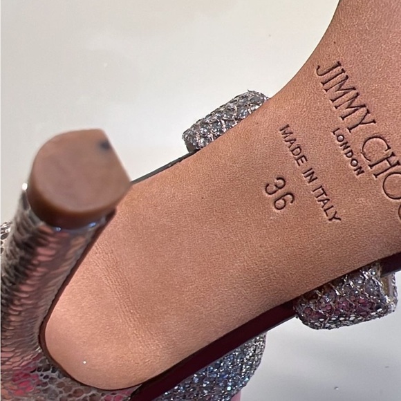 Jimmy Choo Silver Stiletto Heels with Strappy Design - Picture 4 of 9